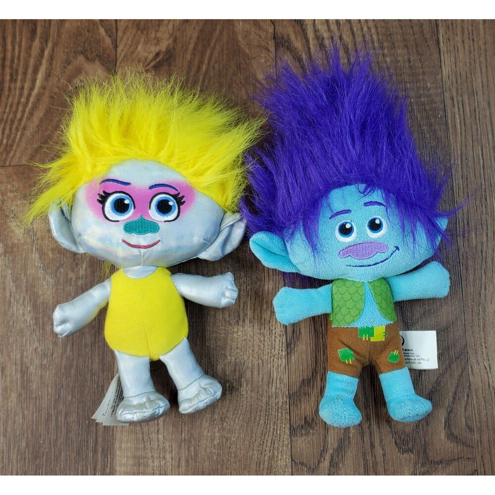 Trolls World Tour Branch and Smidge 10" Plush Lot of 2 Dreamworks 2020